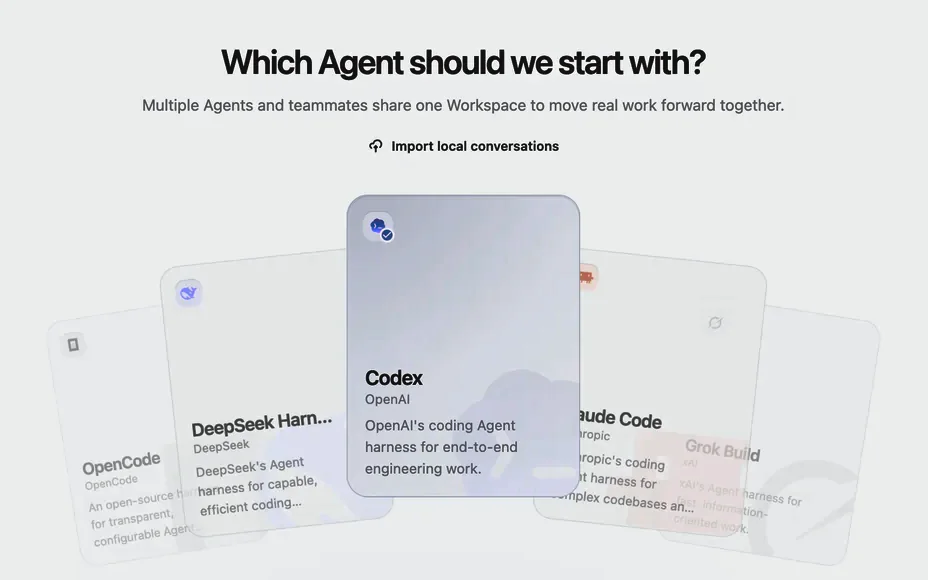 An Agent.Space workspace choosing which agent to start with